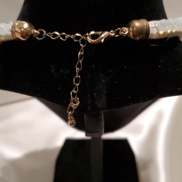 Bebe Embellished Necklace in White - Picture 5 of 5